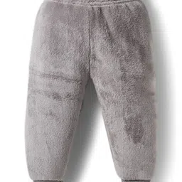 Babyhug Fur Knit Winter Wear Top & Joggers Set With Teddy Embroidery Design - Grey & White image 4