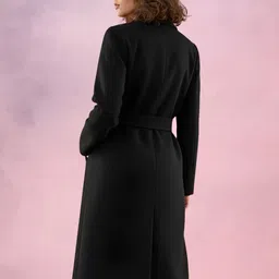 DressBerry Notched Lapel Collar Single-Breasted Belted Overcoat image 5