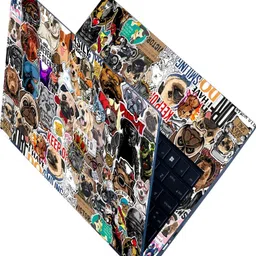 Anweshas Full Body Laptop Skin for Laptops Upto 15.6 Inch - Cute Dog Sticker Bomb HD Sticker No Residue Removable Self Adhesive Vinyl Reusable Laptop Skin Compatible for 15.6 inch image 1