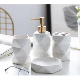 Kuber Industries Bathroom Accessories Ceramic Bathroom Tooth Brush Holder Set of 4 White-picture-15