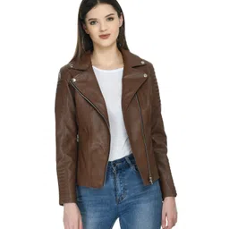 TBOJ Women Leather Lightweight Crop Outdoor Leather Jacket-picture-19