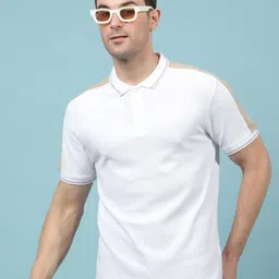 Crimsoune Club Men Solid Polo Collar Cotton Slim Fit T-shirt-image-7