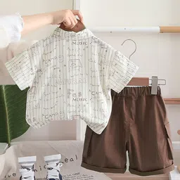 INCLUD Boys PrintedShort Sleeves Shirt With Shorts & Tie image 3