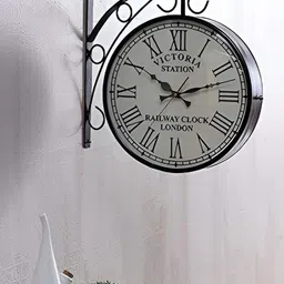 Nutts Black & Beige Double Sided Vintage Wall Clock image 2