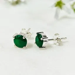 INARI SHINES 925 Sterling Silver Stone Studded Circular Studs image 2