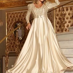 Bebe Women Embellished V-Neck Maxi Gown Dress-image-49