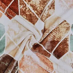 Monte Carlo Rust & White Geometric Printed Heavy Winter Single Bed Blanket 1051 GSM image 3