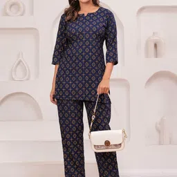 UrbanRang Printed Pure Cotton Round Neck Tunic With Trousers Co-Ords image 4