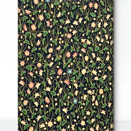 SAF Black & Green Vintage Pattern With Leaves & Flowers Canvas Wall Painting image 3