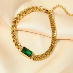 TEULRIP Women Anti Tarnish Gold-Plated Link Bracelet-image-5