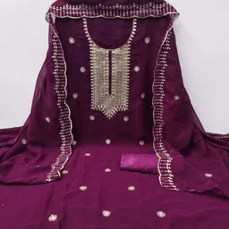 KALINI Women Embroidered Unstitched Dress Material image 1