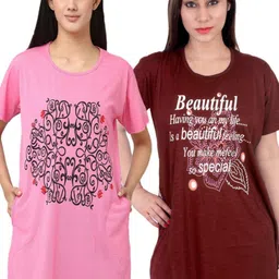 DDASPRATION Women Pack of 2 Floral Print Cotton T-shirts image 2