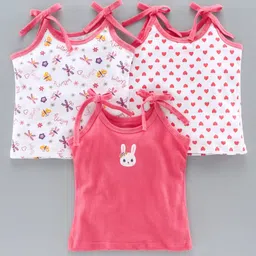 Babyhug 100% Cotton Singlet Slips Multiprint Pack of 3 - White Pink-picture-10