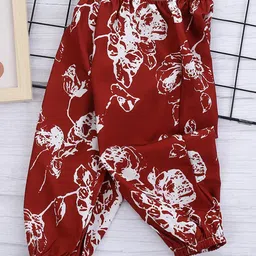 Kookie Kids Full Length Lounge Pant Floral Print - Red image 1