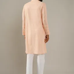 JAYPORE Geometric Self Design Band Collar Straight Kurta image 3