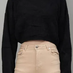 Fashion Gaiia Women High Neck Crop Pullover image 3