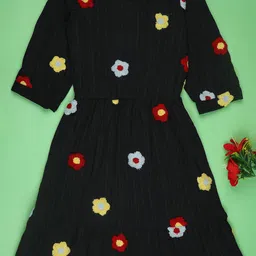 V-Mart Girls Floral Printed Gathered or Pleated Round Neck A-Line Dress-image-29