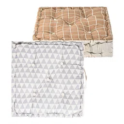 Kuber Industries Brown & Grey 2 Pieces Checked Cotton Chair Pads image 2