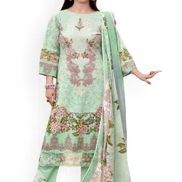 DRAVINAM Trends Embroidered Pure Cotton Unstitched Dress Material-image-85