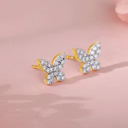 GIVA Women Gold Blissful Butterfly Diamond Earrings-picture-18