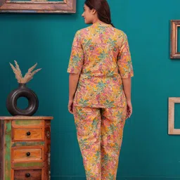 Nevisha Style Floral Printed Mandarin Collar Pure Cotton Tunic With Trouser image 2