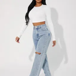 Hayler Women Jean Wide Leg Mid-Rise Cotton Stretchable Jeans image 2