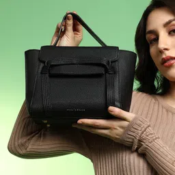 HAUTE SAUCE by Campus Sutra Women Textured Swagger Leather Handheld Bag image 5