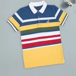 Pantaloons Junior Boys Striped Polo Collar Cotton Regular Fit T-shirt-picture-12