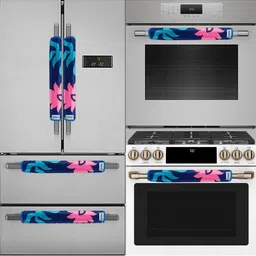 E-Retailer 3-Pcs Navy blue & Pink Printed Refrigerator Covers image 3