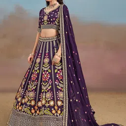 Zeel Clothing Embroidered Sequinned Semi-Stitched Lehenga & Unstitched Blouse With Dupatta image 2