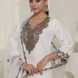 Indo Era Women Ethnic Motifs Embroidered Kurta with Trousers & Dupatta-picture-17