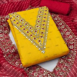 Panzora Geometric Woven Design Sequinned Chanderi Silk Unstitched Dress Material-picture-14