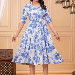 Maquien Floral Print Fit & Flare Midi Dress-picture-11