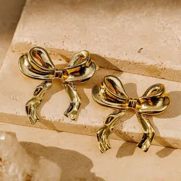 Digital Dress Room Gold-Plated Bow Shaped Studs image 1