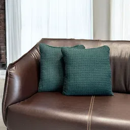 Dolce Casa Green Set of 2 Checked Square Cushion Covers image 2