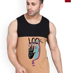 SLOWLORIS Men Pack Of 2 Printed Bio-Wash Combed Cotton Gym Vests-picture-38