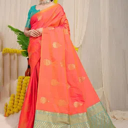 amirat Ethnic Motifs Woven Design Zari Pure Silk Banarasi Saree-picture-49