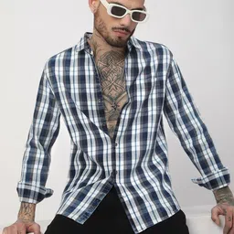 VASTRADO Men Classic Slim Fit Tartan Checks Checked Casual Shirt-image-75