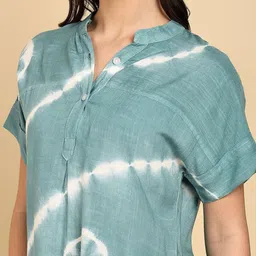 Maaesa Tie and Dye Mandarin Collar Top image 3