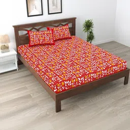 MILAAV Red Floral 144 TC Bedsheet with 2 Pillow Covers-picture-26