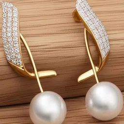 Vembley Gold-Plated Cubic Zirconia Alloy Drop Earrings image 3