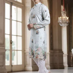 SZN Men Ethnic Motifs Printed Indie Prints Kurta image 5