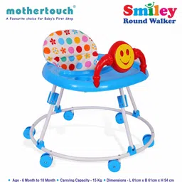 Mothertouch Smiely Round Walker With Toy Bar - White Blue image 3