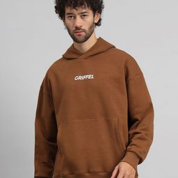 GRIFFEL Men Typography Printed Hood Fleece Pullover Sweatshirt-picture-49