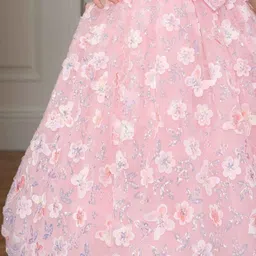 Lagorii Girl Party Wear Gown With Sequin Flowers And Giant Bow image 3