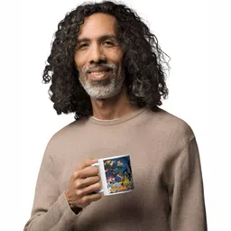 Mr UVD White & Blue Printed Ceramic Glossy Mugs 350 ml image 4