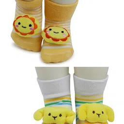 NESKA MODA 6 To 12 Months Baby Set Of 2 Pair Cotton Anti Slip Face Ankle Socks/ Booties image 4
