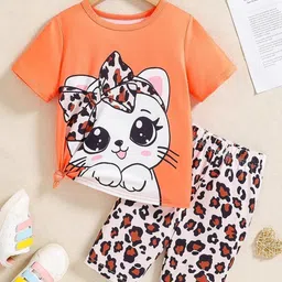 Xsole Girls Printed Round Neck T-shirt with Shorts-picture-19