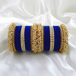 SHRASHTI Blue Glass Artificial Stones & Beads Bangle image 1