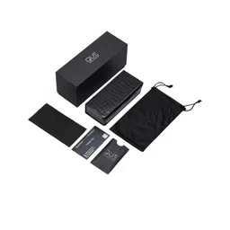 QUE UNIVERSE Men Black Lens & Black Aviator Sunglasses with image 4